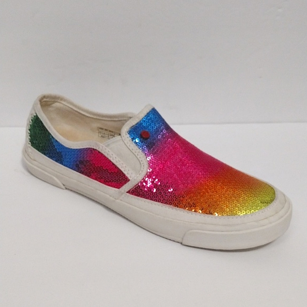 Rare UGG Women's Sequins Rainbow Slip On Sneakers US 8 LGBTQ Pride Flag Sneaker
